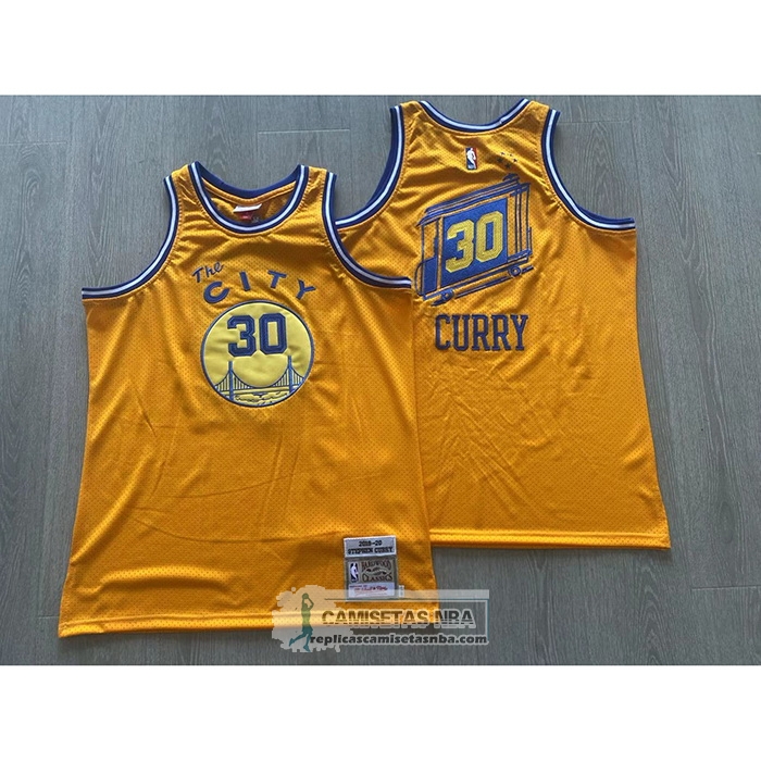 Camiseta Golden State Warriors Stephen Curry NO 30 Mitchell & Ness 2019-20 Amarillo